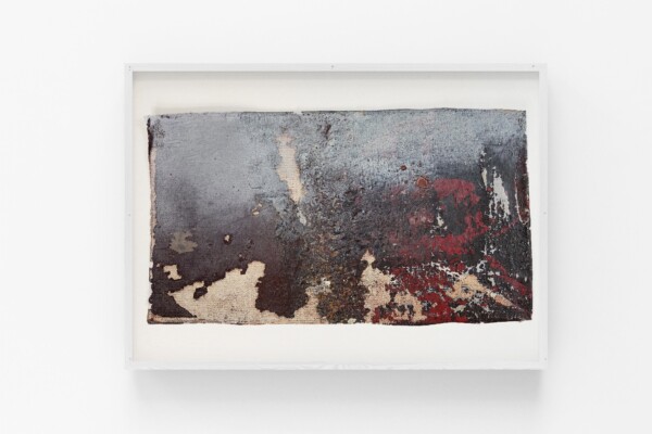 Joanna Błoniarz, Oddech Morza Północnego – miniatura plenerowa z przypadkowymi śladami natury, Morze Północne, akryl na płótnie