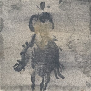 Joanna Błoniarz, Country Haze (2025), Miniatura 20×20 cm, filmowa atmosfera, kowboj, zamglony krajobraz