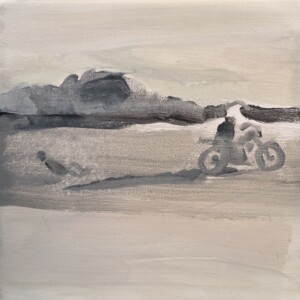 Joanna Błoniarz, Surfing na piasku, Miniatury, akryl na płótnie, 20×20 cm