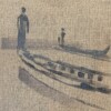 Joanna Błoniarz, Mężczyzna na Łódce – poranek, Miniatury, akryl na płótnie, 20×20 cm