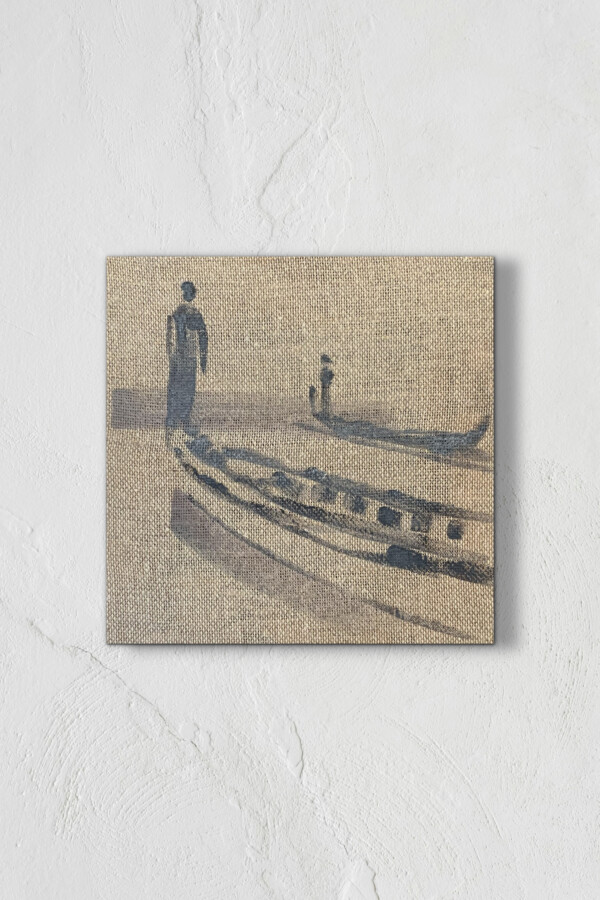 Mężczyzna na łódce / poranek