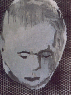 Joanna Błoniarz, Czytając z twarzy (2013), Obrazy procesowe, akryl na płótnie, portret, 40×40 cm