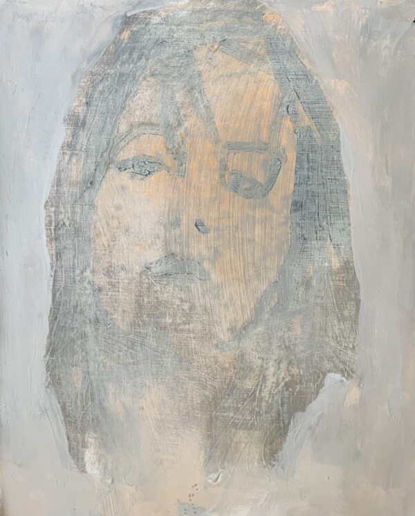 Joanna Błoniarz, Kobieta w słońcu (2013), portret kobiecy, abstrakcja figuratywna, akryl na płótnie