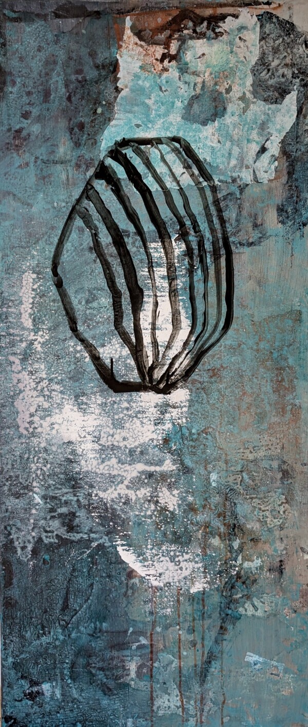 Joanna Błoniarz, Emerald, Obrazy procesowe, akryl na płótnie, 60×140 cm