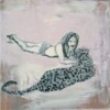 Joanna Błoniarz, Kobieta z lampartem, Miniatury, akryl na płótnie, 20×20 cm